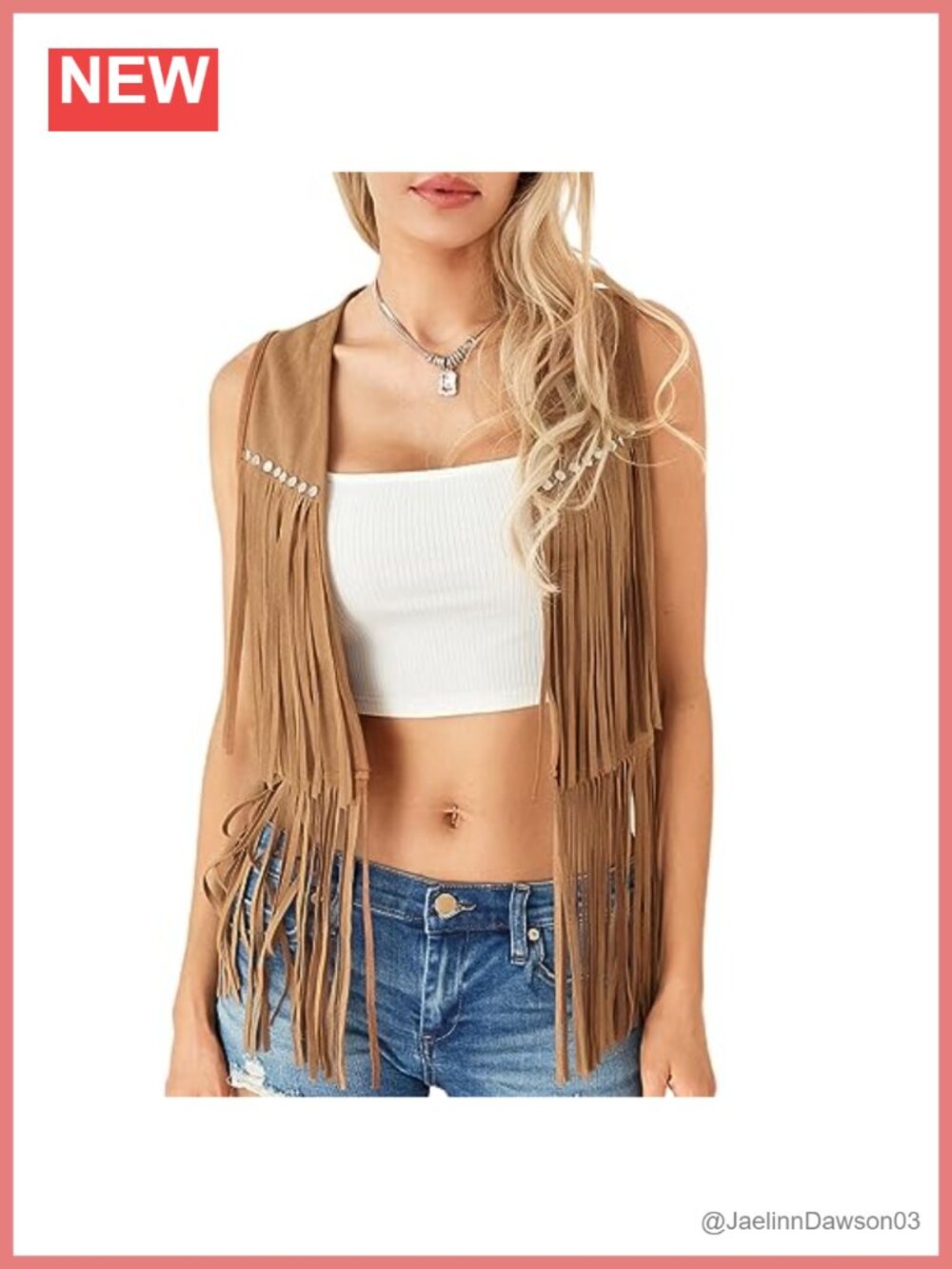Faux Suede Fringe Vest Sleeveless Open Front Western Hippie Cowgirl